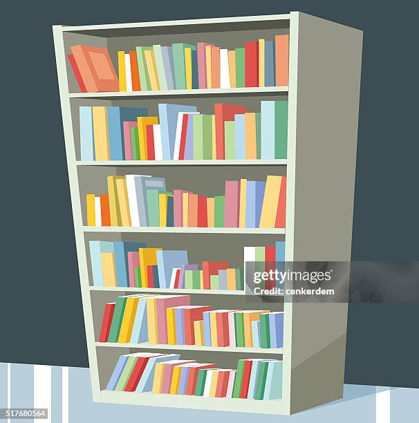 bookcase and books - literature rack stock illustrations