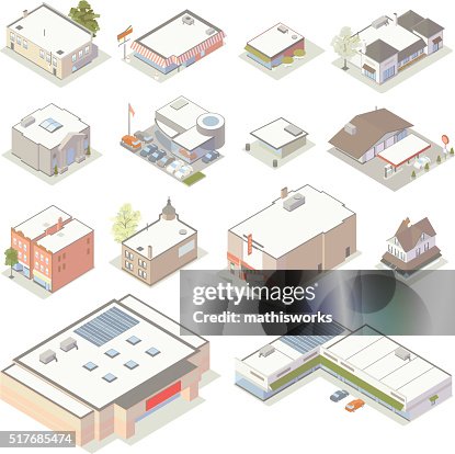 Isometric Shops and Businesses Illustration Isometric Shops and Businesses Illustration