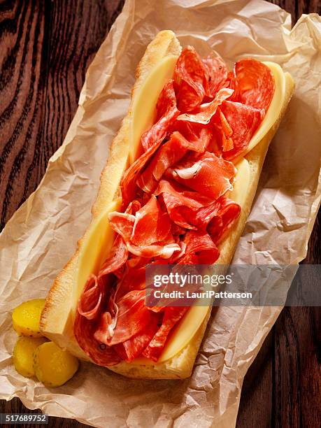 italian sandwich - prosciutto wrapped stock pictures, royalty-free photos & images