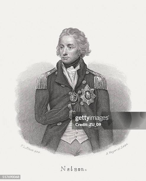 horatio nelson (1758-1805), british admiral, steel engraving, published in 1868 - admiral nelson stock illustrations