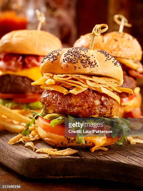 gourmet sliders - little burger stock pictures, royalty-free photos & images