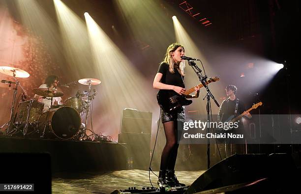 Joel Amey and Ellie Rowsell of Wolf Alice perform at O2 Forum Kentish Town on March 26, 2016 in London, England.