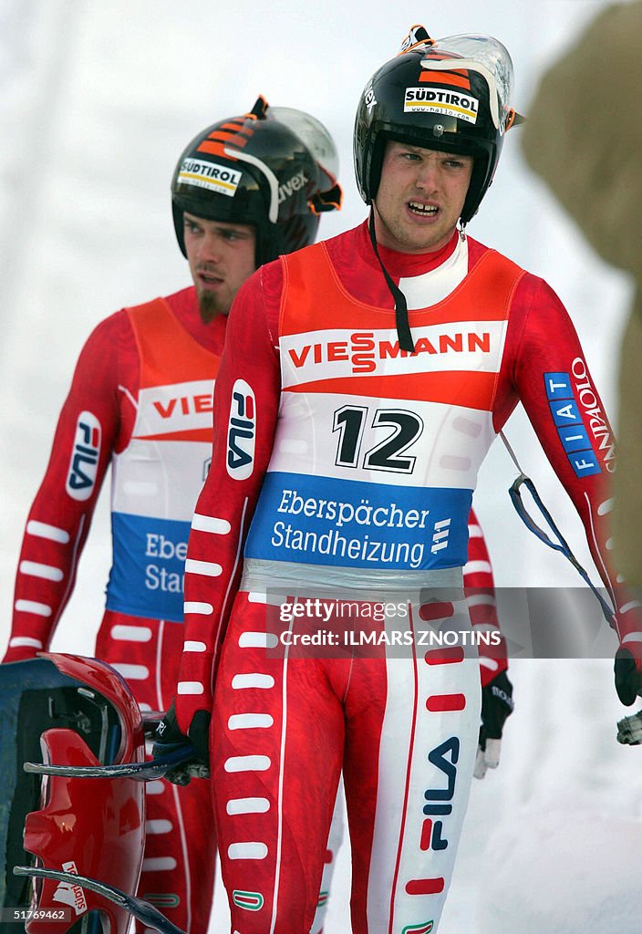 Christian Oberstolz and Patrick Gruber of Italy, second place winners ...