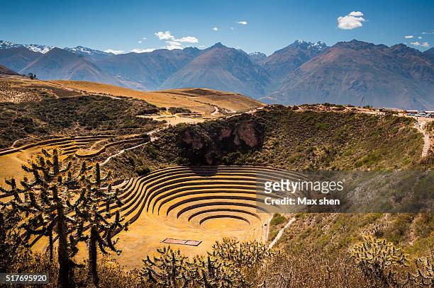 moray, the incan agricultural site in peru - peru stock pictures, royalty-free photos & images
