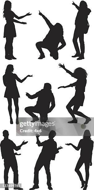 people presenting something - arms outstretched silhouette stock illustrations