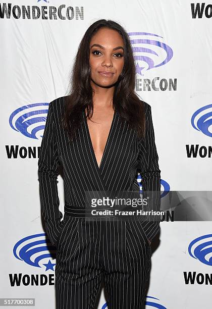 Actress Lyndie Greenwood attends the Sleepy Hollow panel at WonderCon 2016, Day 2 at Los Angeles Convention Center on March 26, 2016 in Los Angeles,...