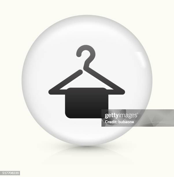 clothes hanger icon on white round vector button - dry cleaning white background stock illustrations