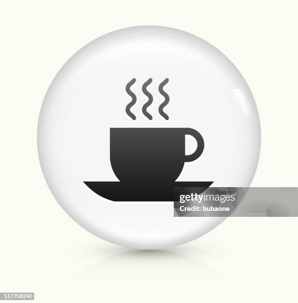 warm beverage icon on white round vector button - hot chocolate white background stock illustrations