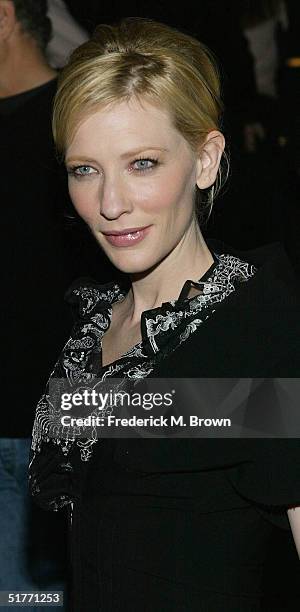 Actress Cate Blanchett attends the film premiere of "The Life Aquatic With Steve Zissou" on November 20, 2004 at the Harmony Gold Theater, in Los...