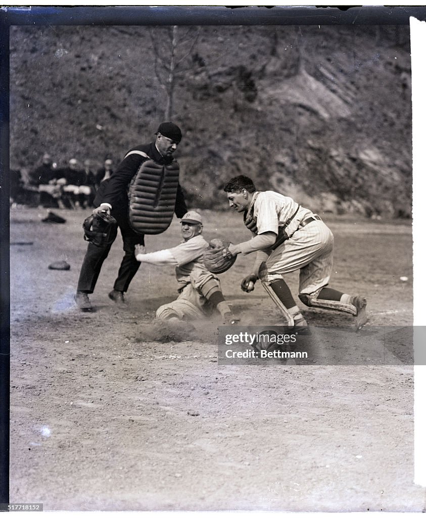 Honus Wagner Sliding Into Home