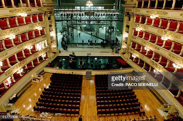 View, taken 19 November 2004, of the Mian's La Scala opera house after a three-year works. The famous opera house is set to reopen its doors to the...