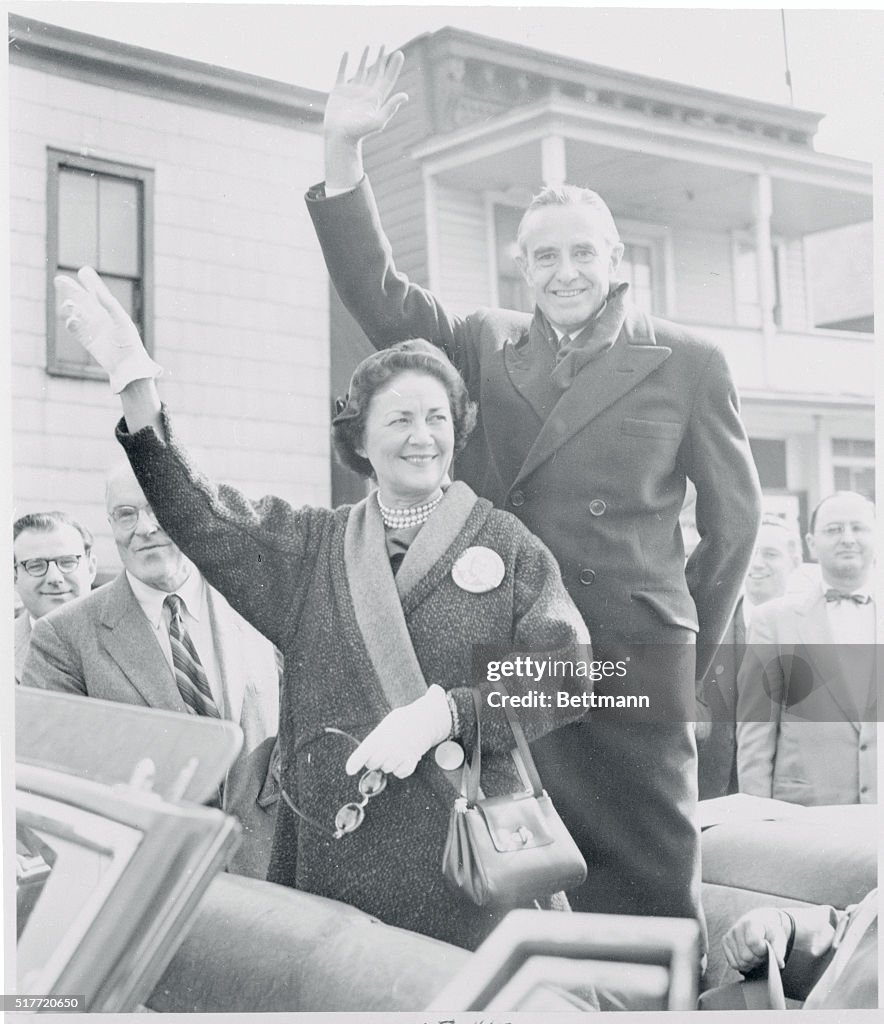 Mr. and Mrs. Averell Harriman Waving