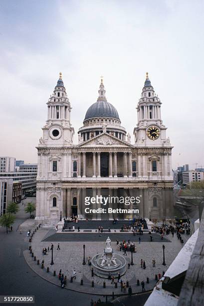 The facade of St. Paul's Cathedral, London, designed by Christoper Wren.
