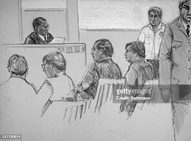 New York: Mark David Chapman pleads guilty 6/22 to second degree murder in the shooting of former Beatle John Lennon. Pictured in court are : State...