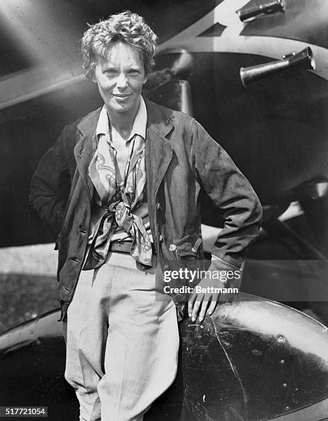 Mrs. Amelia Earhart Putnam, first woman to solo across the Atlantic, became the first woman to make a solo nonstop transcontinental flight when she...
