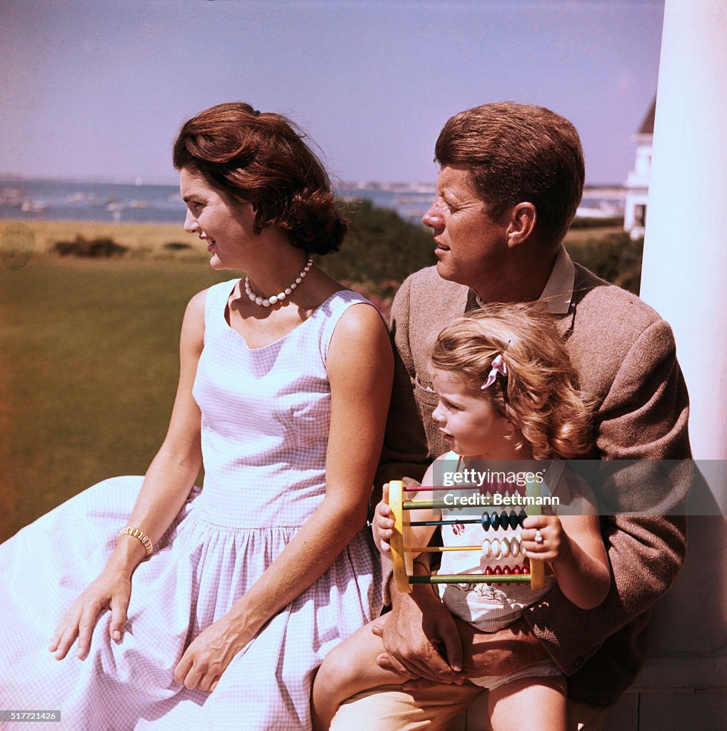 John F. Kennedy with His Wife and Daughter