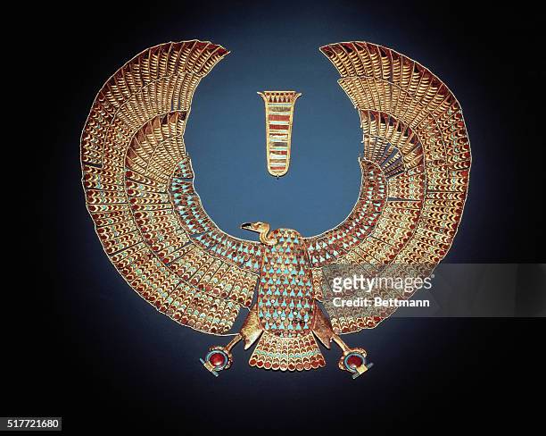 This collar was found placed around the neck of Tutankhamun's mummy. Associated with Upper Egypt, the vulture goddess Nekhbet was one of the...
