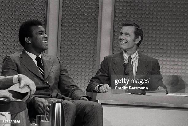 Everything is rosy again with Muhammad Ali and Johnny Carson as they gag it up during the "Tonight Show" here March 24th. Carson said he would never...