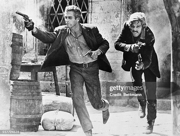 Paul Newman and Robert Redford in a scene from the movie Butch Cassidy and the Sundance Kid.