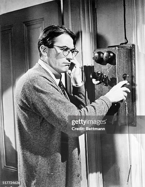 Gregory Peck as Atticus Finch in To Kill A Mockingbird. Peck won an Academy Award for Best Actor for his portrayal of the lawyer, from the novel by...