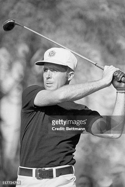 Golfer Gary Player swings his club during the 1972 PGA Championship at Oakland Hills, Birmingham, Michigan. | Location: Oakland Hills, Birmingham,...