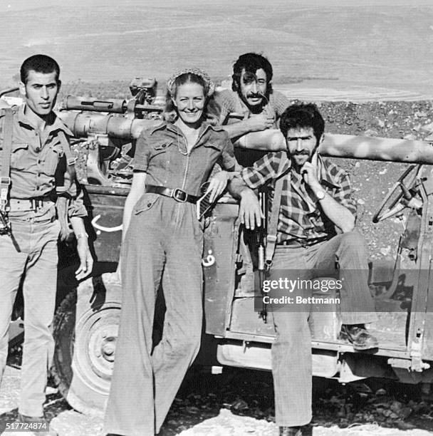 Vanessa Redgrave poses with members of the Palestine Liberation Organization, in Fatahland, while acting in The Palestinians. Redgrave is known for...