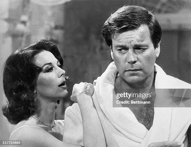 Natalie Wood as Maggie and Robert Wagner as Brick in a British television version of Tennessee Williams' "Cat on a Hot Tin Roof".