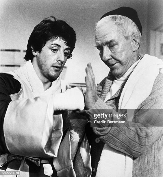 Actor Sylvester Stallone, described as looking like Rock Hudson sculpted from mashed potatoes, wrote the script to "Rocky" and then got the title...