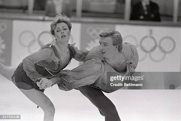Britain's figure skaters Jayne Torvill and Christopher Dean perform at the Olympics in Sarejevo, Yugoslavia, mesmerizing the judges and audience and...
