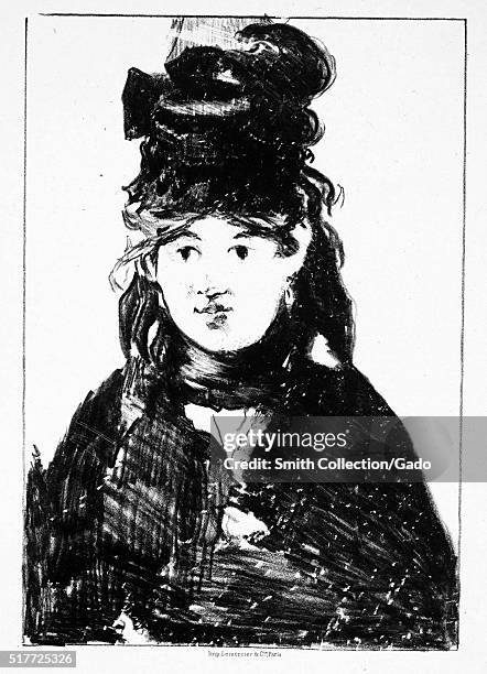 Lithograph from a portrait of Berthe Morisot, she was a French painter that was a member of group of artists who came to be known as the...