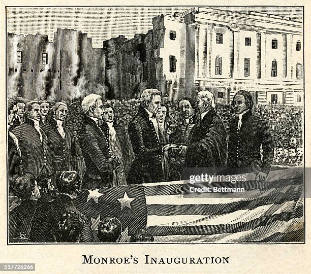 James Monroe's Inauguration as U.S. Fifth President, 1817-25. Engraving. BPA2# 3836.