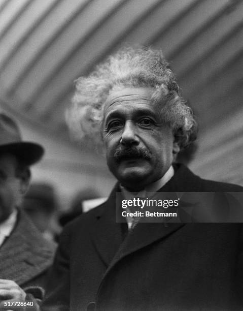 New York: Dr. Albert Einstein, the noted European physist and author of the relativity theory, shown as he arrived in New York City from Europe...