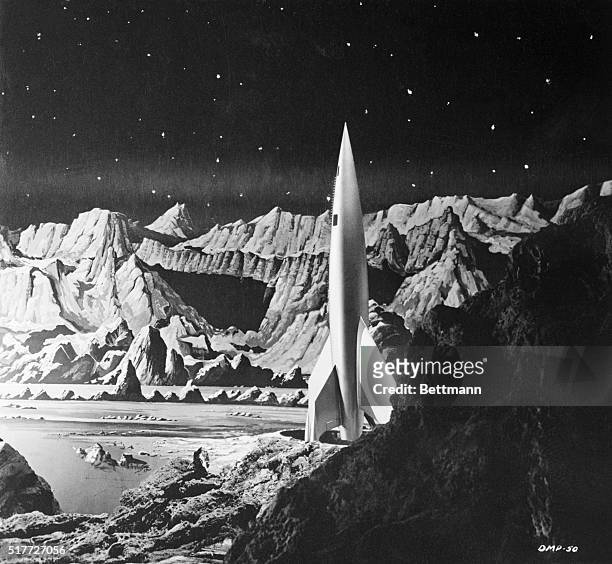 Still taken from the movie "Destination Moon," which tells the story of man's first trip into outer space.