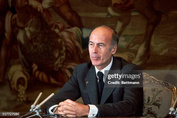 Paris, France: Close-up of Valery Giscard d'Esting, President, at Elysee Palace.