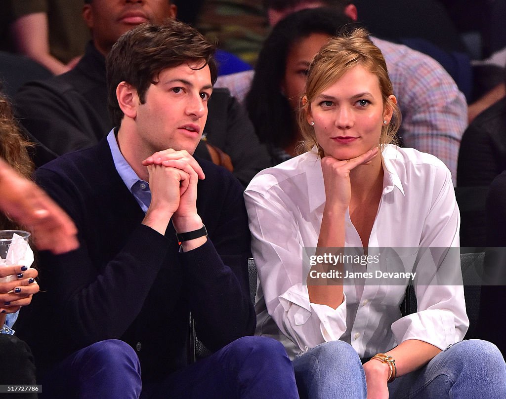 Celebrities Attend The Cleveland Cavaliers Vs New York Knicks Game - March 26, 2016