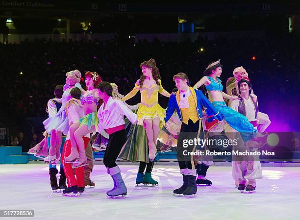 Scene from the closing act as Disney on Ice celebrates 100 hundred years of magic. The famous Disney characters and stories are brought to life with...