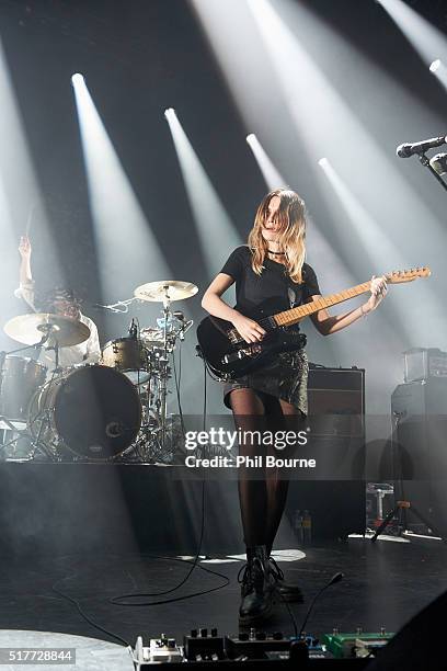 Joel Amey and Ellie Rowsell of Wolf Alice perform at O2 Forum Kentish Town on March 26, 2016 in London, England.