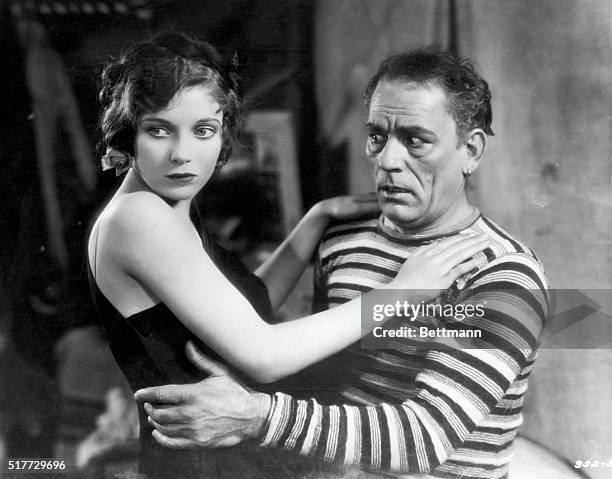 Lon Chaney and Loretta Young in the 1928 Metro-Goldwyn-Meyer production, "Laugh, Clown, Laugh," directed by Herbert Brenon.