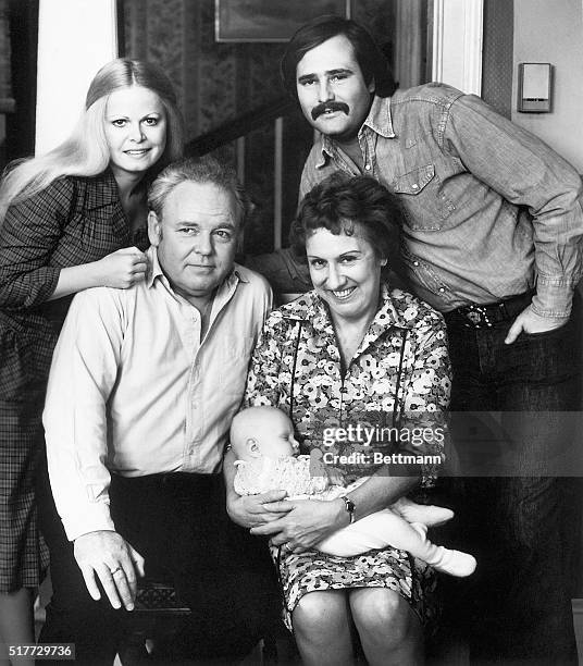 First-time grandparents Archie and Edith Bunker proudly pose with Baby Joey , along with their daughter and son-in-law, Gloria and Mike Stivic , on...