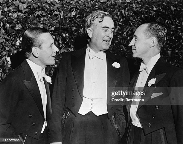 Sons of three famous pioneers of another generation - Henry Ford, Thomas Edison and Harvey Firestone - are pictured together at the debut Nov.19 of...