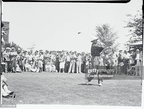 Jimmy Thompson of Shawnee-on-Delaware, PA, driving off to start his second round at the 40th National Open Golf Championships at Baltusrol Country...