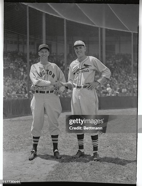 Bob Grove , and Jerome Dean, of the Boston Red Sox and St. Louis Cardinals, respectively, pictured before taking the mound to start the All-Star...