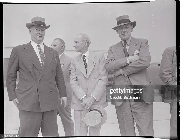 British Production Chief visits Ford...Donald Nelson, U.S. War Production Board Chairman, and Oliver Lyttleton, British Minister of Production, visit...