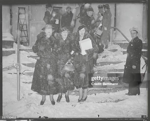 Flemington, New Jersey: Mrs. James Farley, , wife of the Postmaster General, Mrs. D. McKetrick, and Mrs. W. P. Post, Jr., , pictured as they attended...