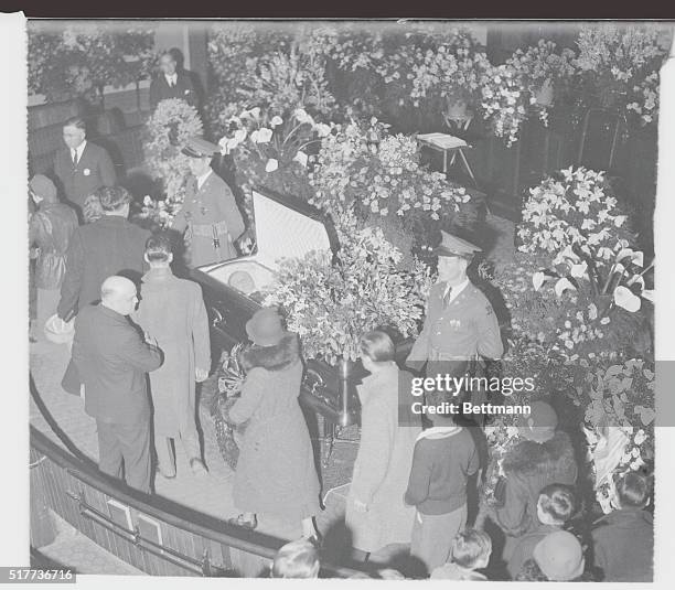 Northampton, Mass.: International News Photos here with presents the only picture made showing former President Calvin Coolidge as his remains lay in...