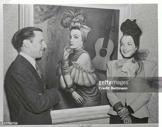 Carmen Miranda, and Paul Meltsner, , with Meltsner's portrait of Miranda. The painting had just been presented to the National Museum in Rio de...