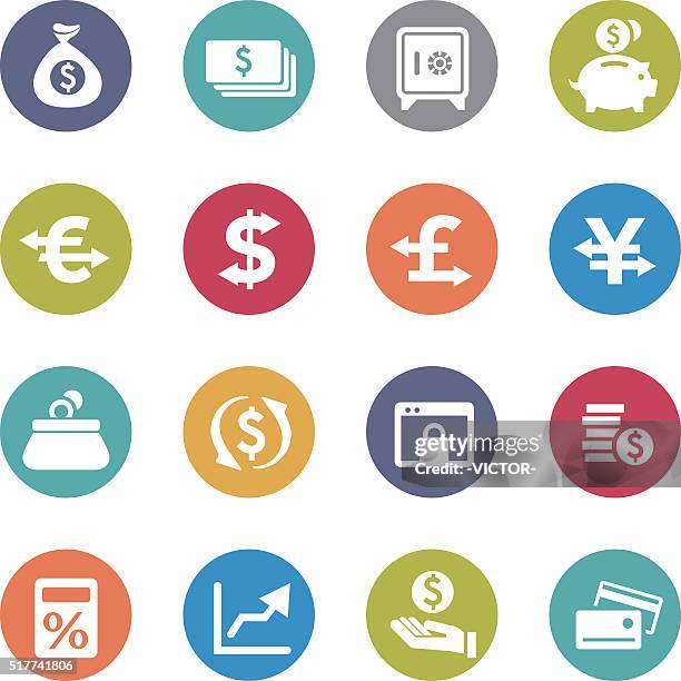 currency icons - circle series - cupped hands stock illustrations