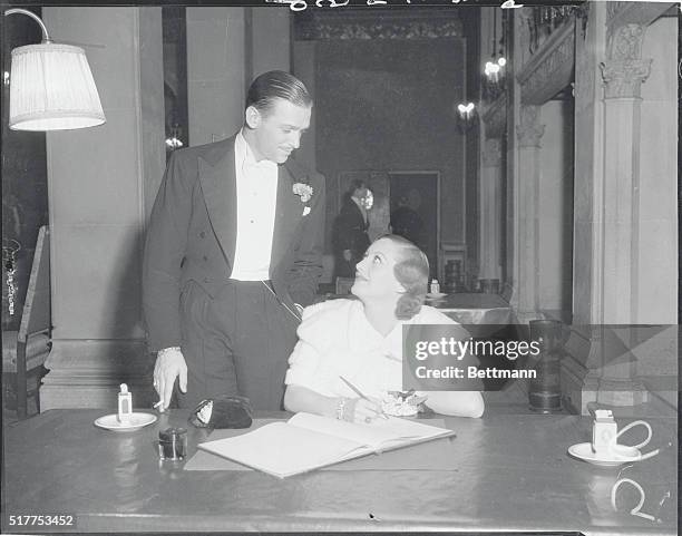 Joan Crawford and Douglas Fairbanks Jr. At Mayfair Banquet at the Hotel Biltmore, New York.