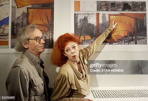 American/Bulgarian-born artist Christo and his wife, American/French-born Jeanne-Claude announce details of their collaborative project, "The Gates,...