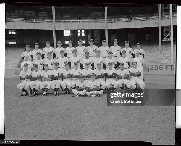 The New York Yankees line up for a picture of the entire squad as it stands during their crucial bid for the American League Pennant. Left to right...